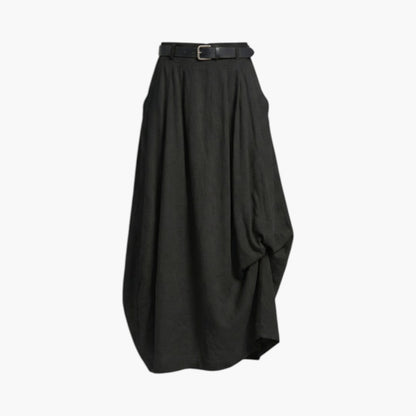 Falda maxi de mujer de tiro alto con trabillas y bolsillos laterales-Skirt for women-Casaluzia