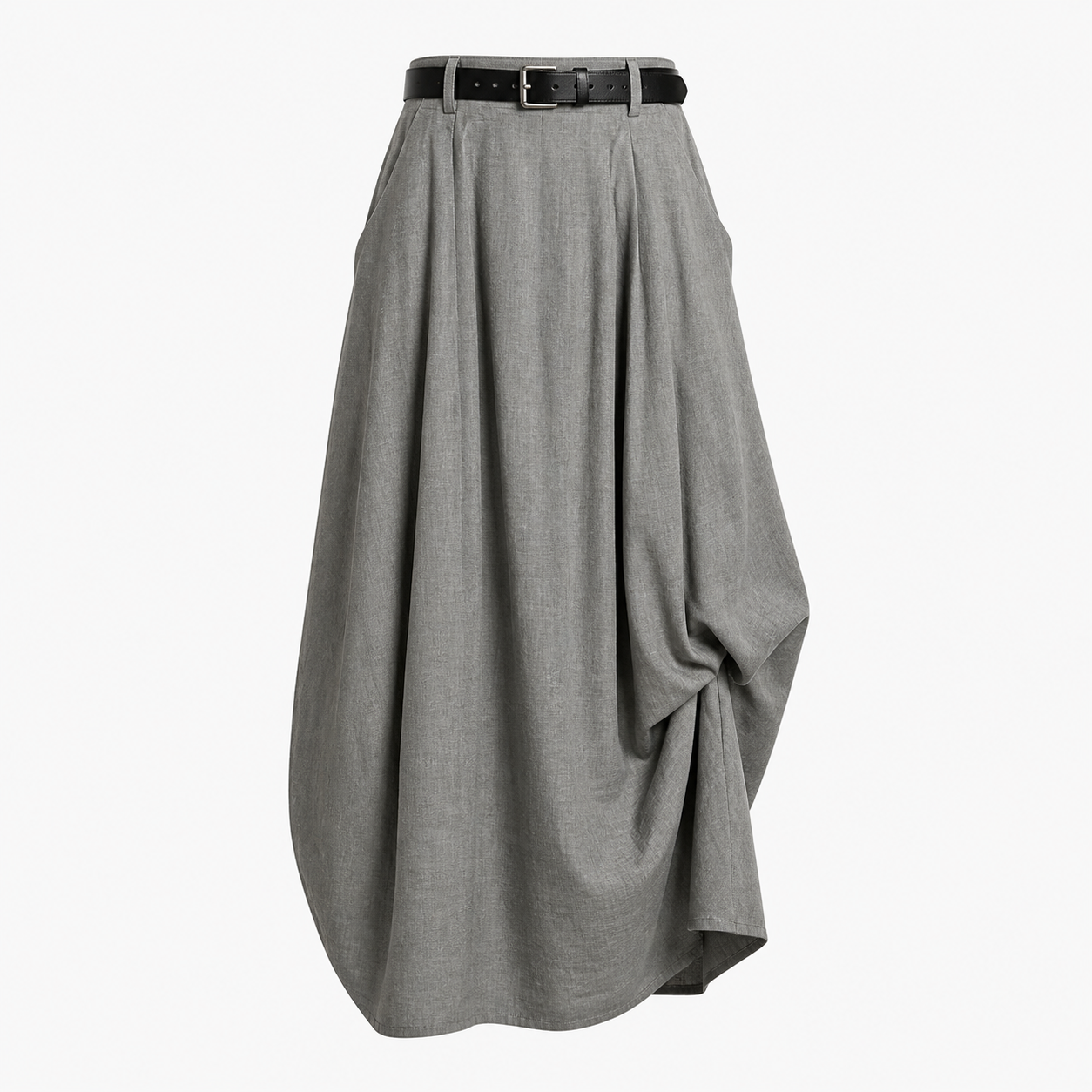 Falda maxi de mujer de tiro alto con trabillas y bolsillos laterales-Skirt for women-Casaluzia