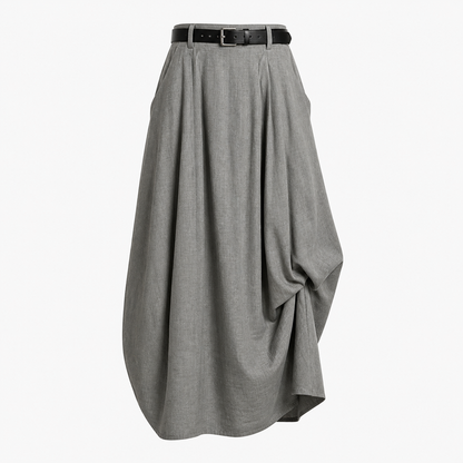 Falda maxi de mujer de tiro alto con trabillas y bolsillos laterales-Skirt for women-Casaluzia