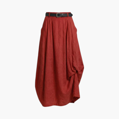 Falda maxi de mujer de tiro alto con trabillas y bolsillos laterales-Skirt for women-Casaluzia