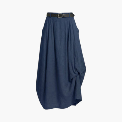 Falda maxi de mujer de tiro alto con trabillas y bolsillos laterales-Skirt for women-Casaluzia