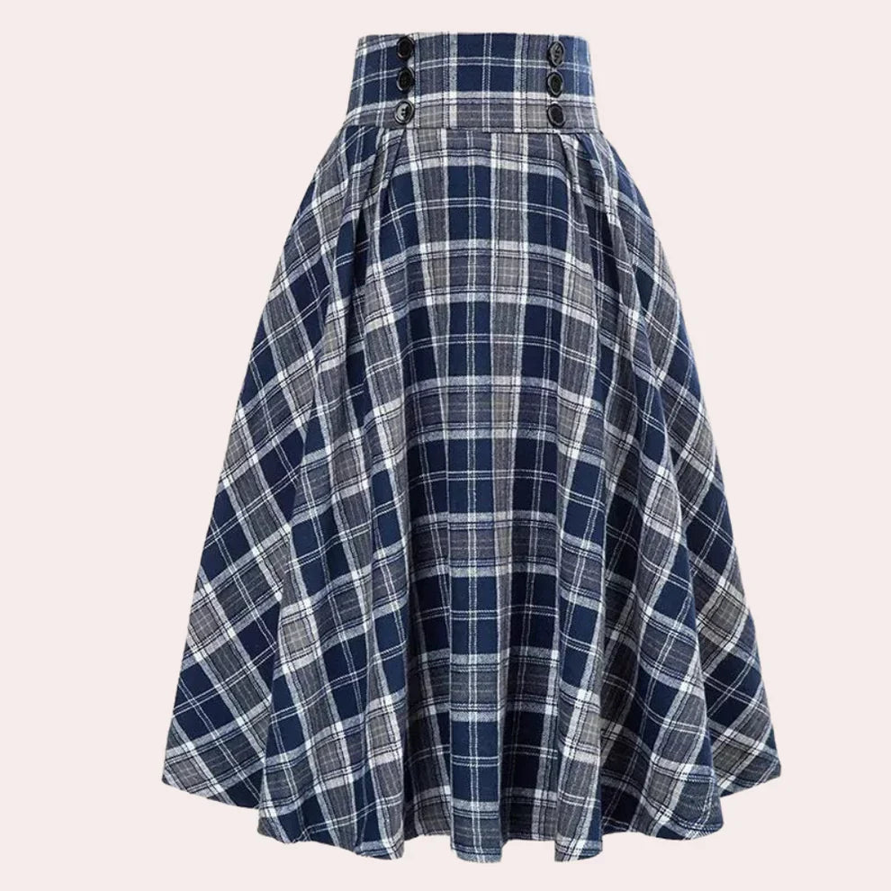Falda midi de mujer con cintura alta y pliegues-Skirt for women-Casaluzia