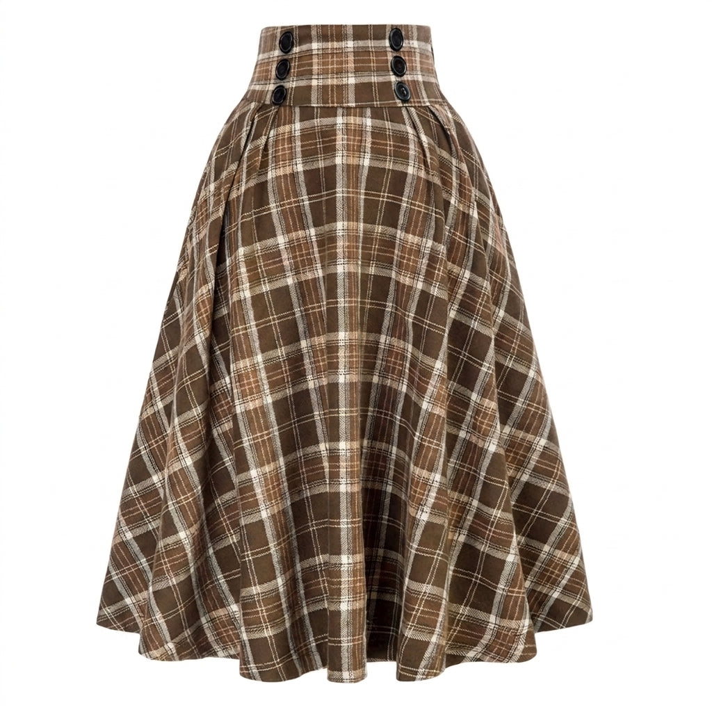 Falda midi de mujer con cintura alta y pliegues-Skirt for women-Casaluzia