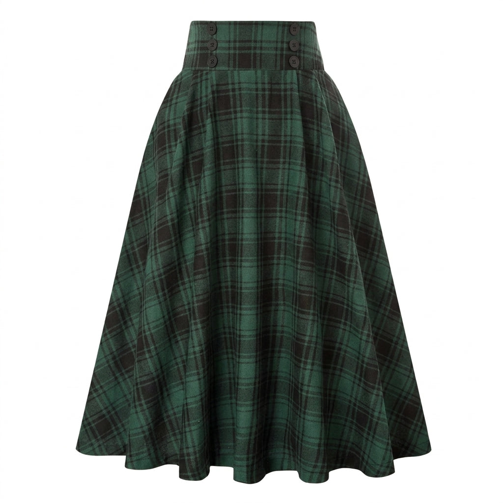 Falda midi de mujer con cintura alta y pliegues-Skirt for women-Casaluzia