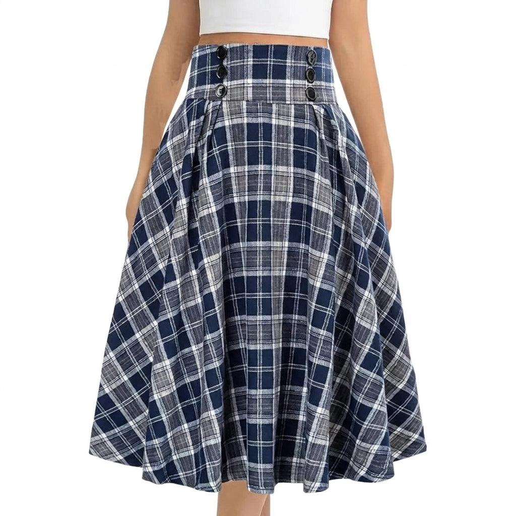 Falda midi de mujer con cintura alta y pliegues-Skirt for women-Casaluzia