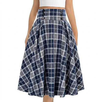 Falda midi de mujer con cintura alta y pliegues-Skirt for women-Casaluzia