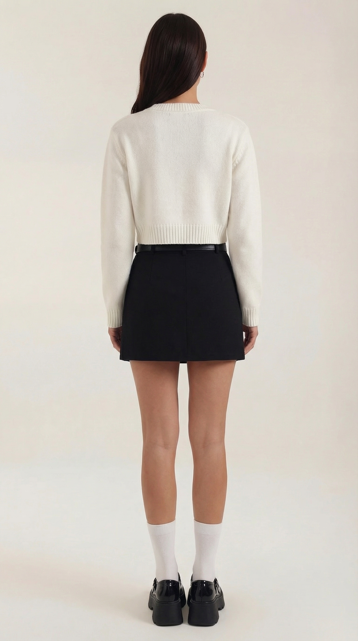 Falda mini de mujer de tiro alto con trabillas y bajo recto-Skirt for women-Casaluzia
