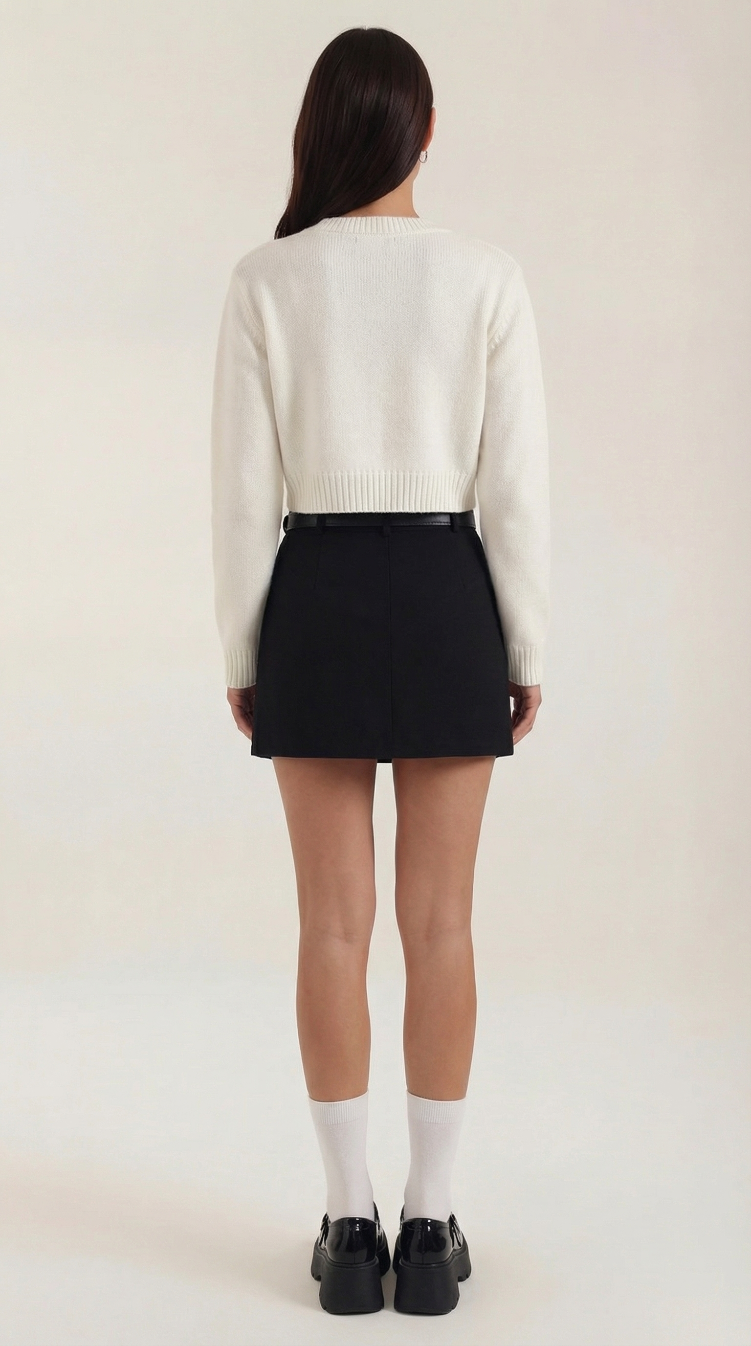 Falda mini de mujer de tiro alto con trabillas y bajo recto-Skirt for women-Casaluzia