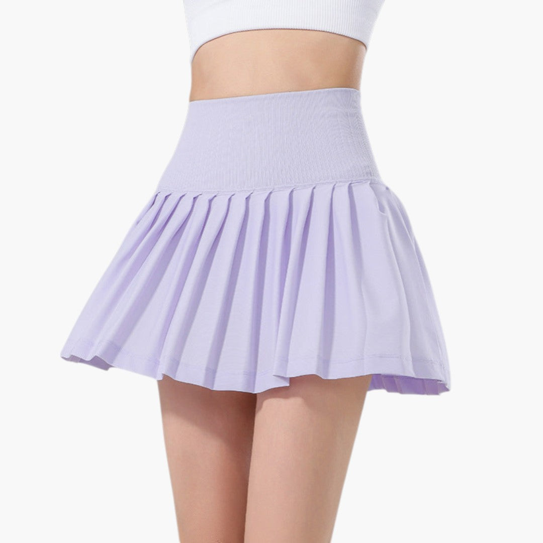 Falda pantalón de mujer de tiro alto con pliegues y cintura elástica-Skirt for women-Casaluzia