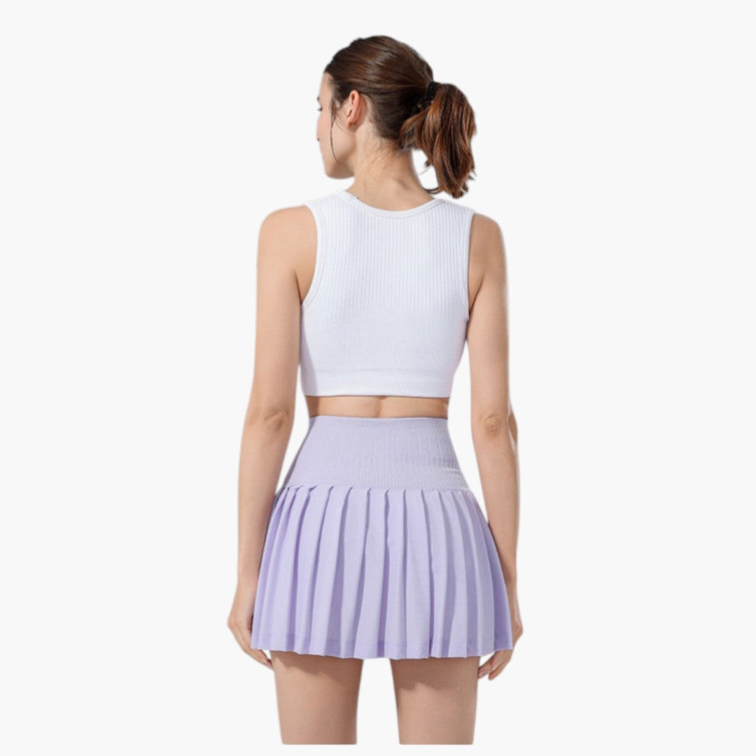 Falda pantalón de mujer de tiro alto con pliegues y cintura elástica-Skirt for women-Casaluzia
