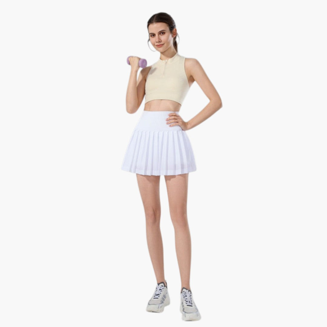 Falda pantalón de mujer de tiro alto con pliegues y cintura elástica-Skirt for women-Casaluzia