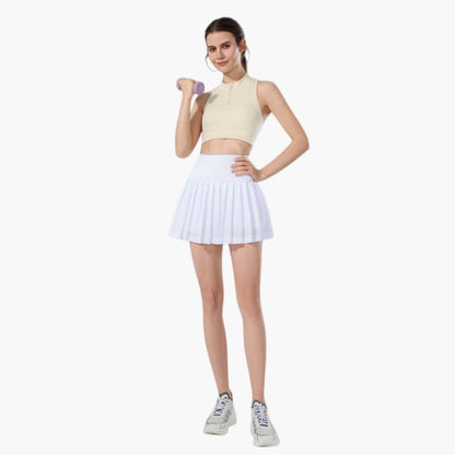Falda pantalón de mujer de tiro alto con pliegues y cintura elástica-Skirt for women-Casaluzia