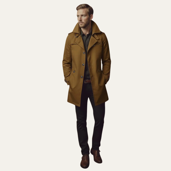 Gabardina entallada para hombre con cuello de muesca-Coats for men-Casaluzia