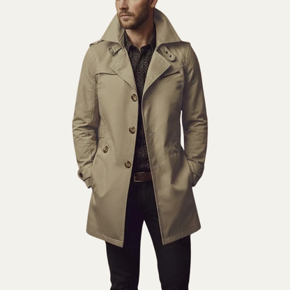 Gabardina entallada para hombre con cuello de muesca-Coats for men-Casaluzia