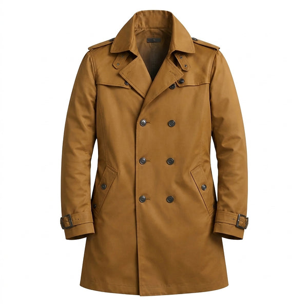 Gabardina entallada para hombre con cuello de muesca-Coats for men-Casaluzia