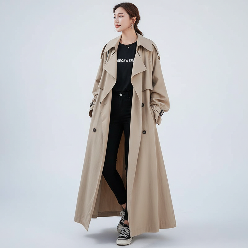Gabardina larga oversize para mujer-coats for women-Casaluzia