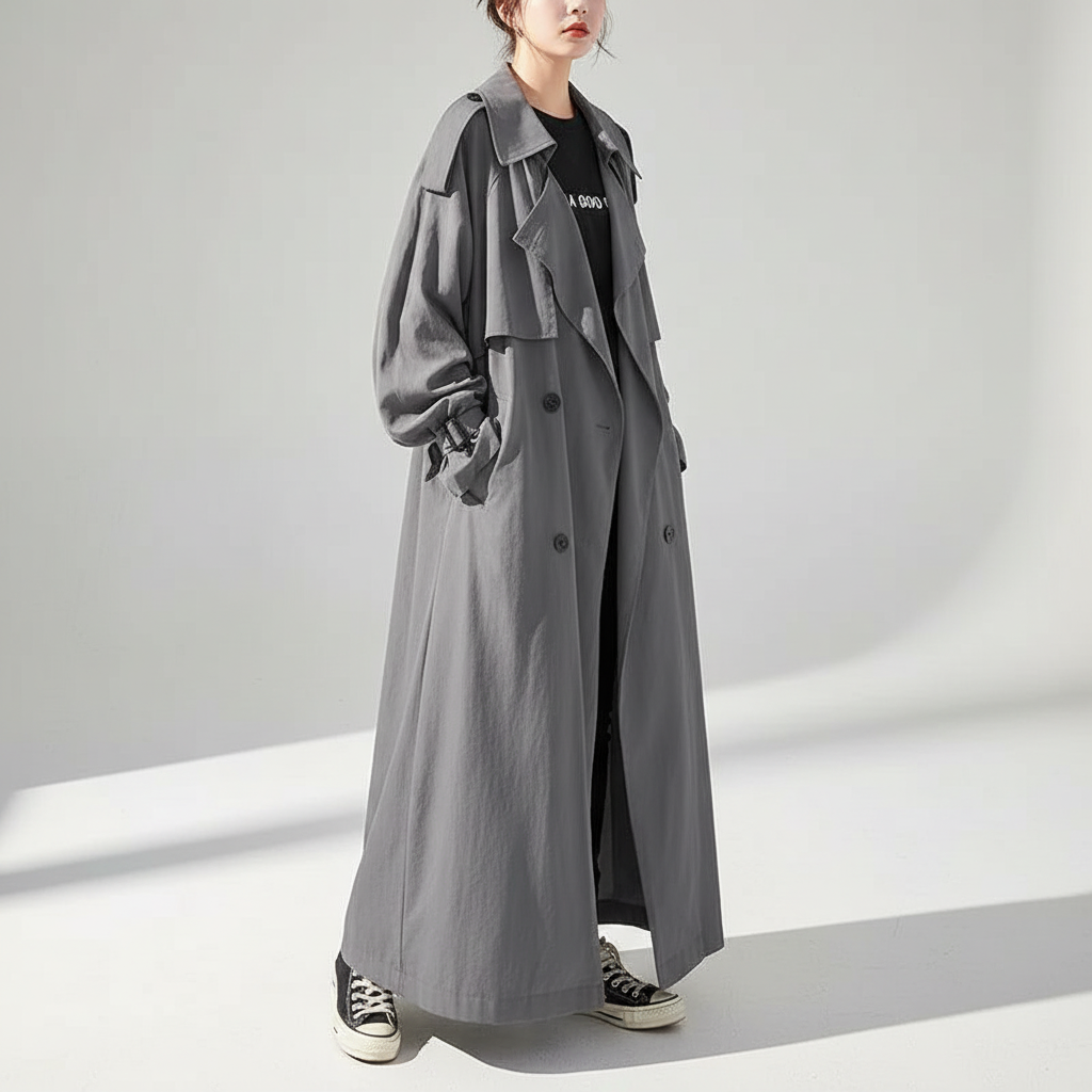 Gabardina larga oversize para mujer-coats for women-Casaluzia