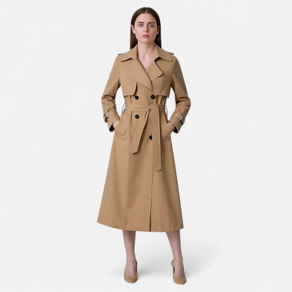 Gabardina para mujer con cinturón y hebillas-Coats for Women-Casaluzia