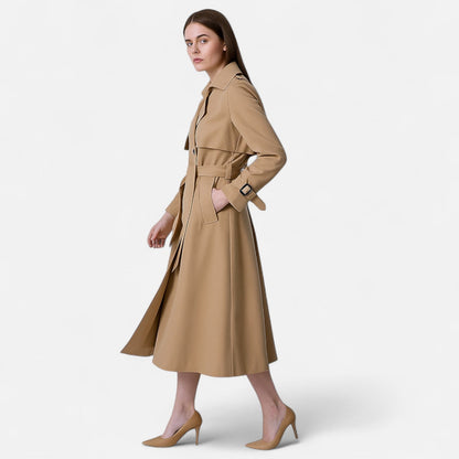 Gabardina para mujer con cinturón y hebillas-Coats for Women-Casaluzia