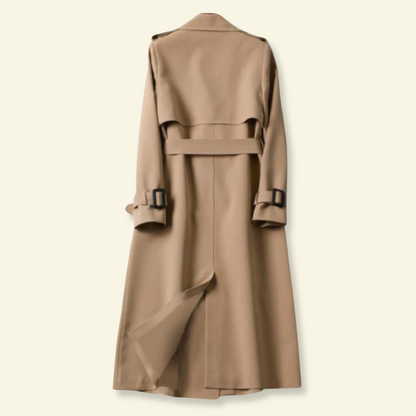 Gabardina para mujer con cinturón y hebillas-Coats for Women-Casaluzia