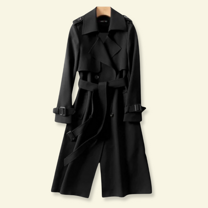 Gabardina para mujer con cinturón y hebillas-Coats for Women-Casaluzia