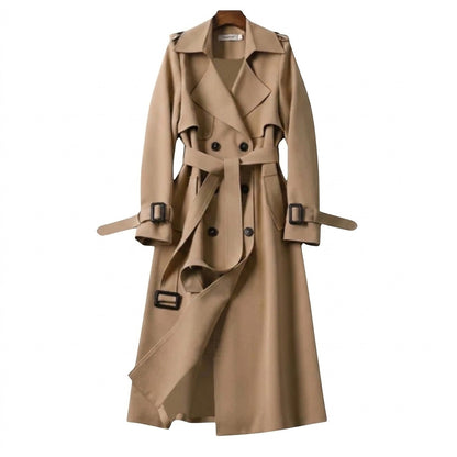 Gabardina para mujer con cinturón y hebillas-Coats for Women-Casaluzia