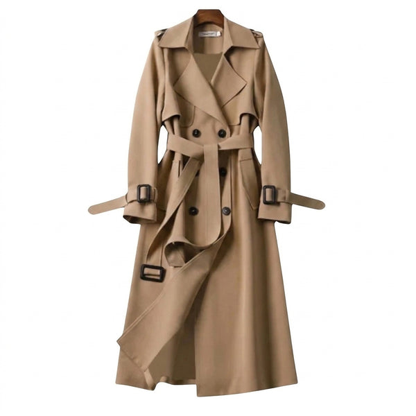 Gabardina para mujer con cinturón y hebillas-Coats for Women-Casaluzia