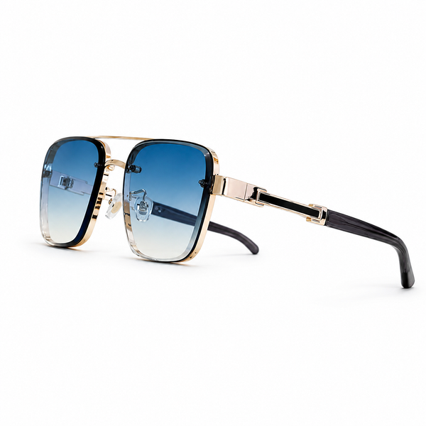 Gafas de sol para hombre con lentes angulares y puente doble