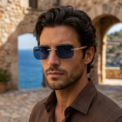 Gafas de sol para hombre con lentes geométricas y puente metálico-Glasses for men-Casaluzia