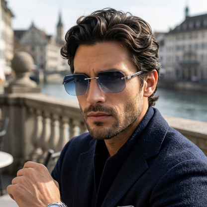 Gafas de sol para hombre con lentes geométricas y puente metálico-Glasses for men-Casaluzia