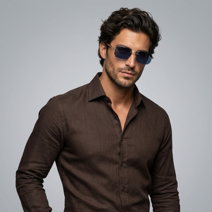 Gafas de sol para hombre con lentes geométricas y puente metálico-Glasses for men-Casaluzia