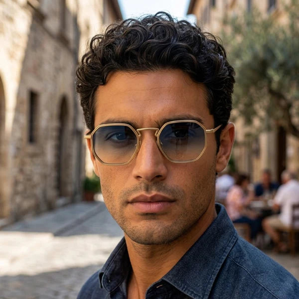 Gafas de sol para hombre con montura geométrica completa y puente angular-Glasses for men-Casaluzia
