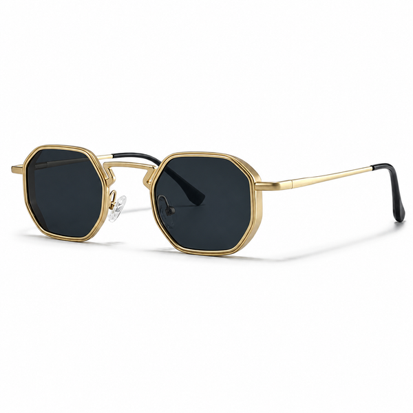 Gafas de sol para hombre con montura geométrica completa y puente angular