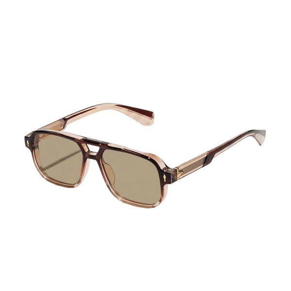 Gafas de sol para hombre con montura transparente cuadrada y varillas acanaladas-Glasses for men-Casaluzia