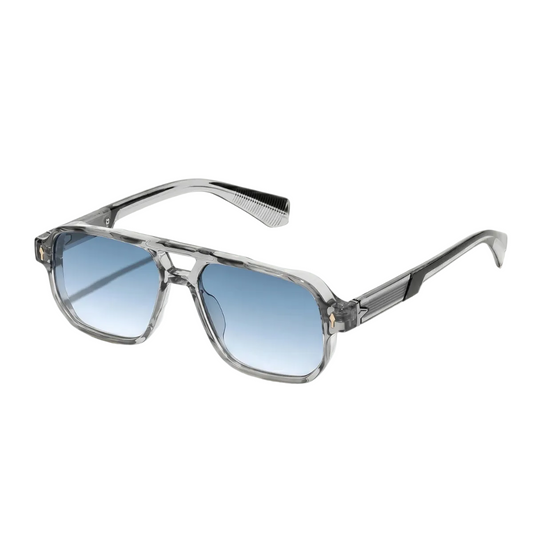 Gafas de sol para hombre con montura transparente cuadrada y varillas acanaladas-Glasses for men-Casaluzia