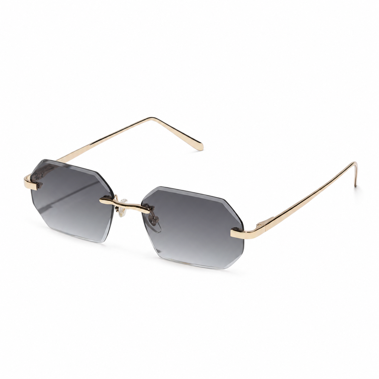 Gafas de sol sin montura para hombre con lentes octogonales y patillas metálicas-Glasses for men-Casaluzia