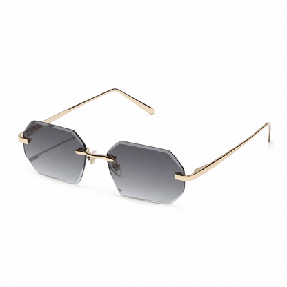 Gafas de sol sin montura para hombre con lentes octogonales y patillas metálicas-Glasses for men-Casaluzia