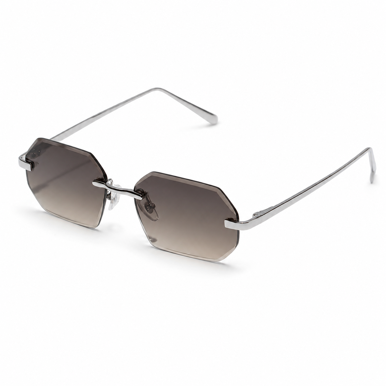Gafas de sol sin montura para hombre con lentes octogonales y patillas metálicas-Glasses for men-Casaluzia