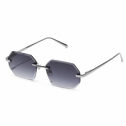 Gafas de sol sin montura para hombre con lentes octogonales y patillas metálicas-Glasses for men-Casaluzia