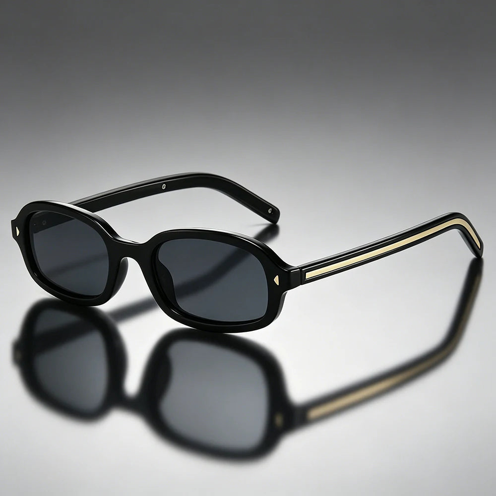 Gafas de sol unisex con montura ovalada y estampado de carey-Sunglasses-Casaluzia