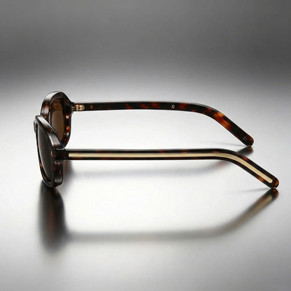 Gafas de sol unisex con montura ovalada y estampado de carey-Sunglasses-Casaluzia