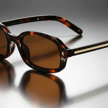 Gafas de sol unisex con montura ovalada y estampado de carey-Sunglasses-Casaluzia