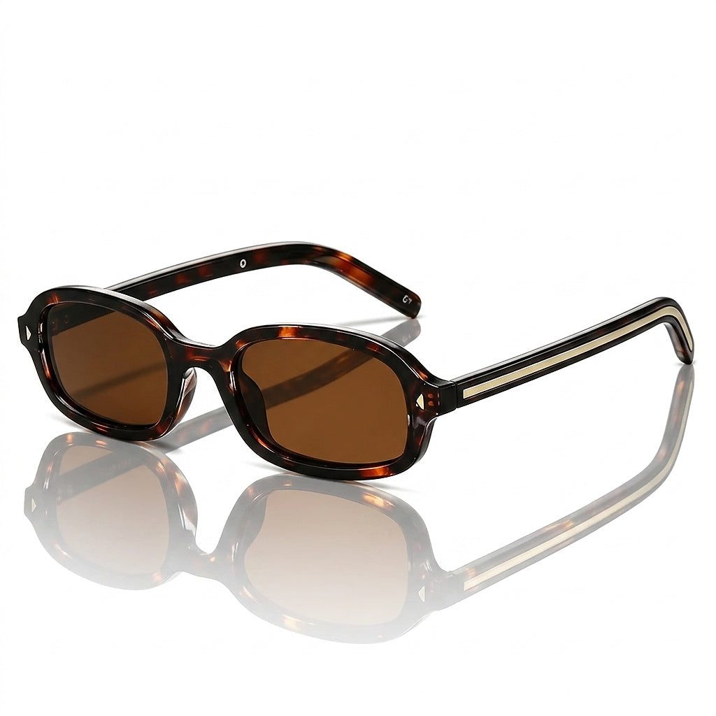 Gafas de sol unisex con montura ovalada y estampado de carey-Sunglasses-Casaluzia