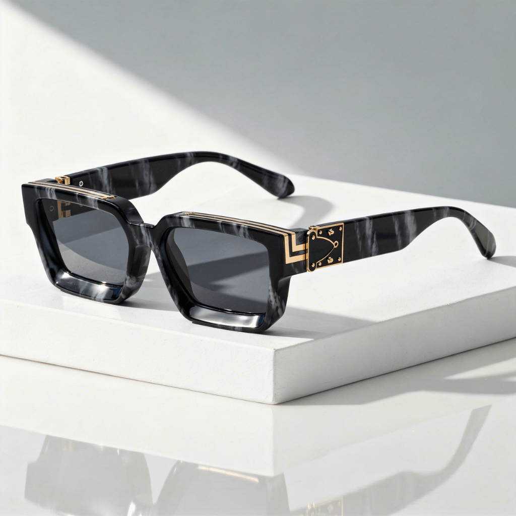 Gafas de sol unisex con montura rectangular y detalles metálicos-Sunglasses-Casaluzia
