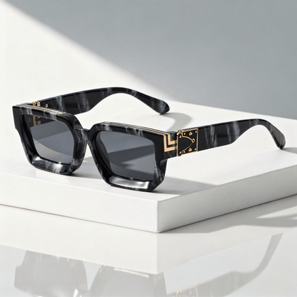 Gafas de sol unisex con montura rectangular y detalles metálicos-Sunglasses-Casaluzia