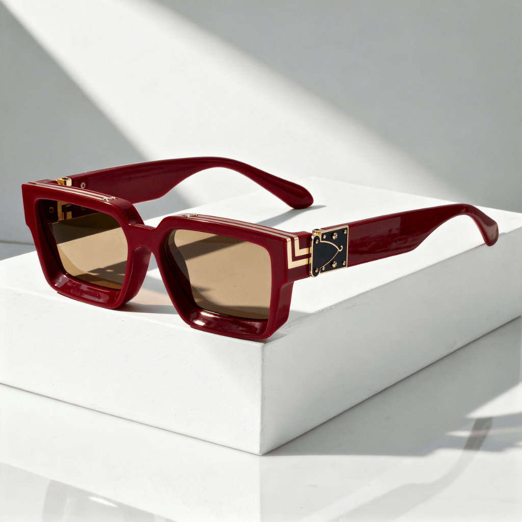 Gafas de sol unisex con montura rectangular y detalles metálicos-Sunglasses-Casaluzia