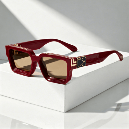 Gafas de sol unisex con montura rectangular y detalles metálicos-Sunglasses-Casaluzia