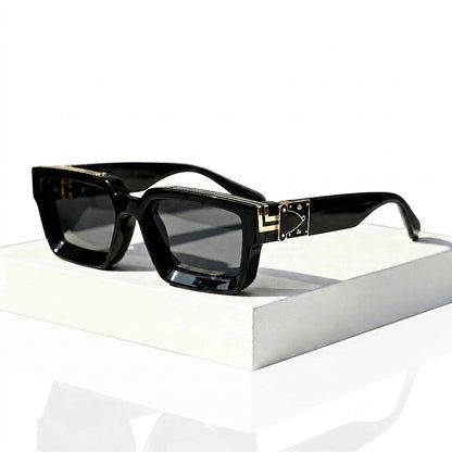 Gafas de sol unisex con montura rectangular y detalles metálicos-Sunglasses-Casaluzia