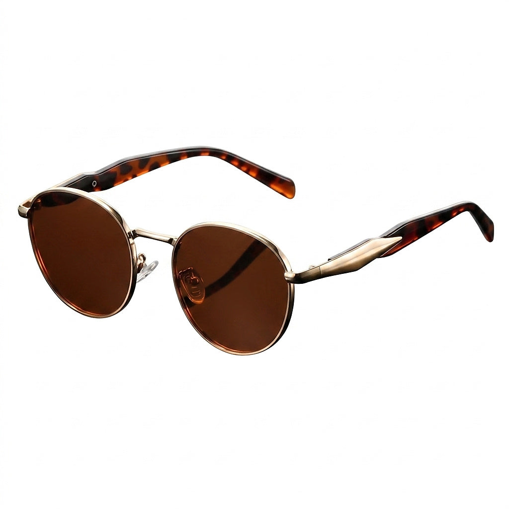 Gafas de sol unisex con montura redonda y patillas de metal-Glasses for women-Casaluzia