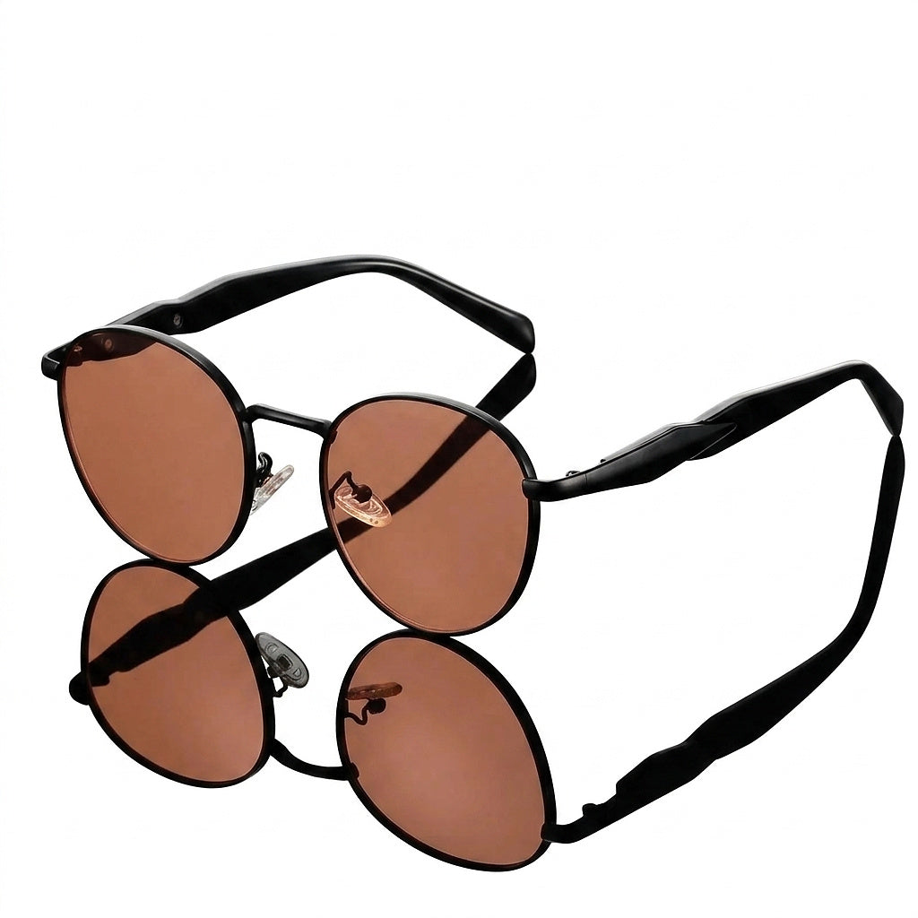 Gafas de sol unisex con montura redonda y patillas de metal-Glasses for women-Casaluzia